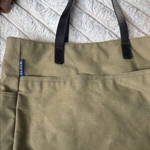 J. Crew Khaki Canvas Tote with Black Handles